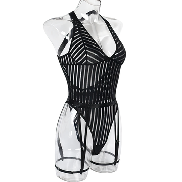 Female See-Through Deep-V Bodysuit Lingerie / Women's Backless Halter Erotic Apparel - EVE's SECRETS